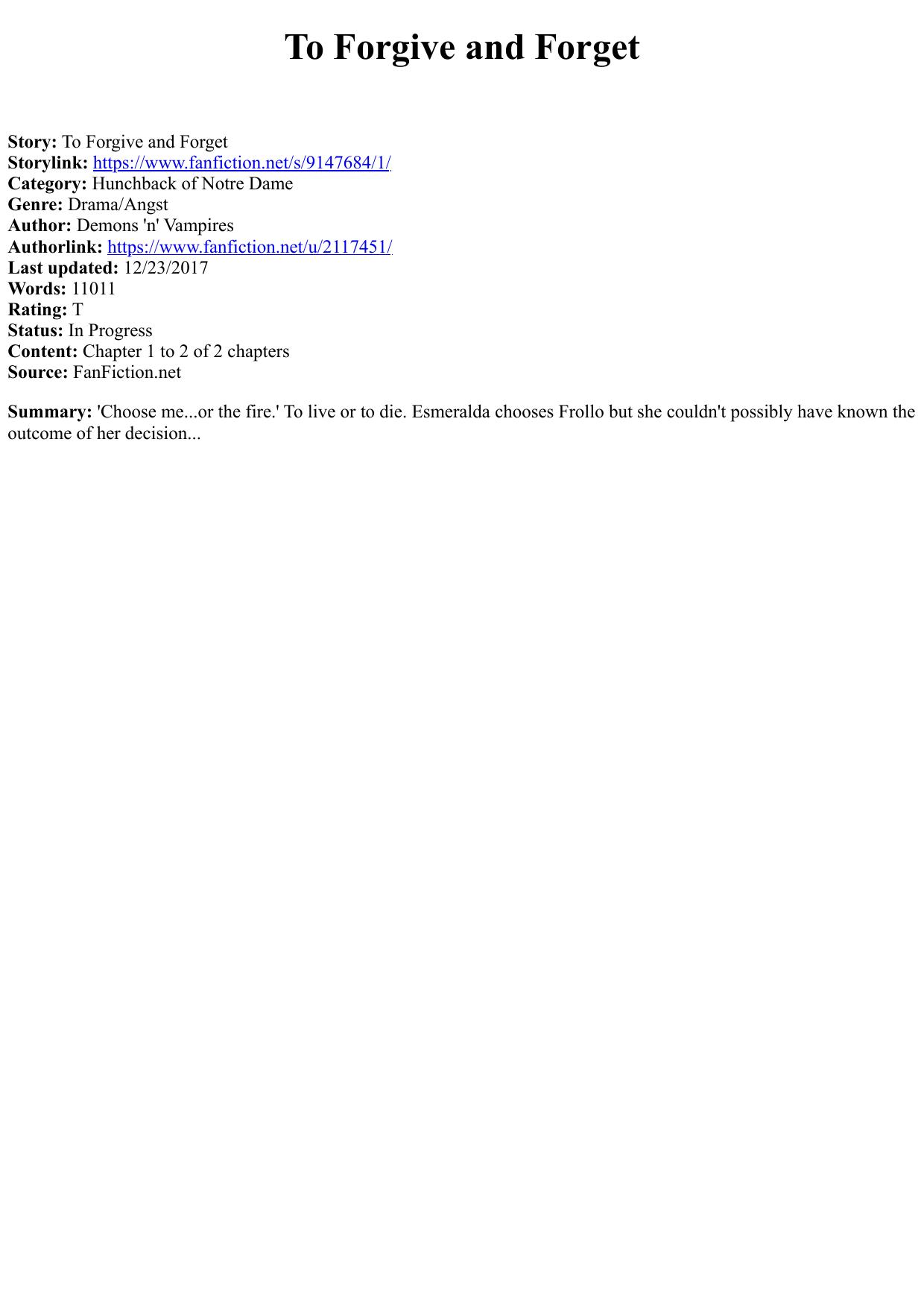 To Forgive and Forget