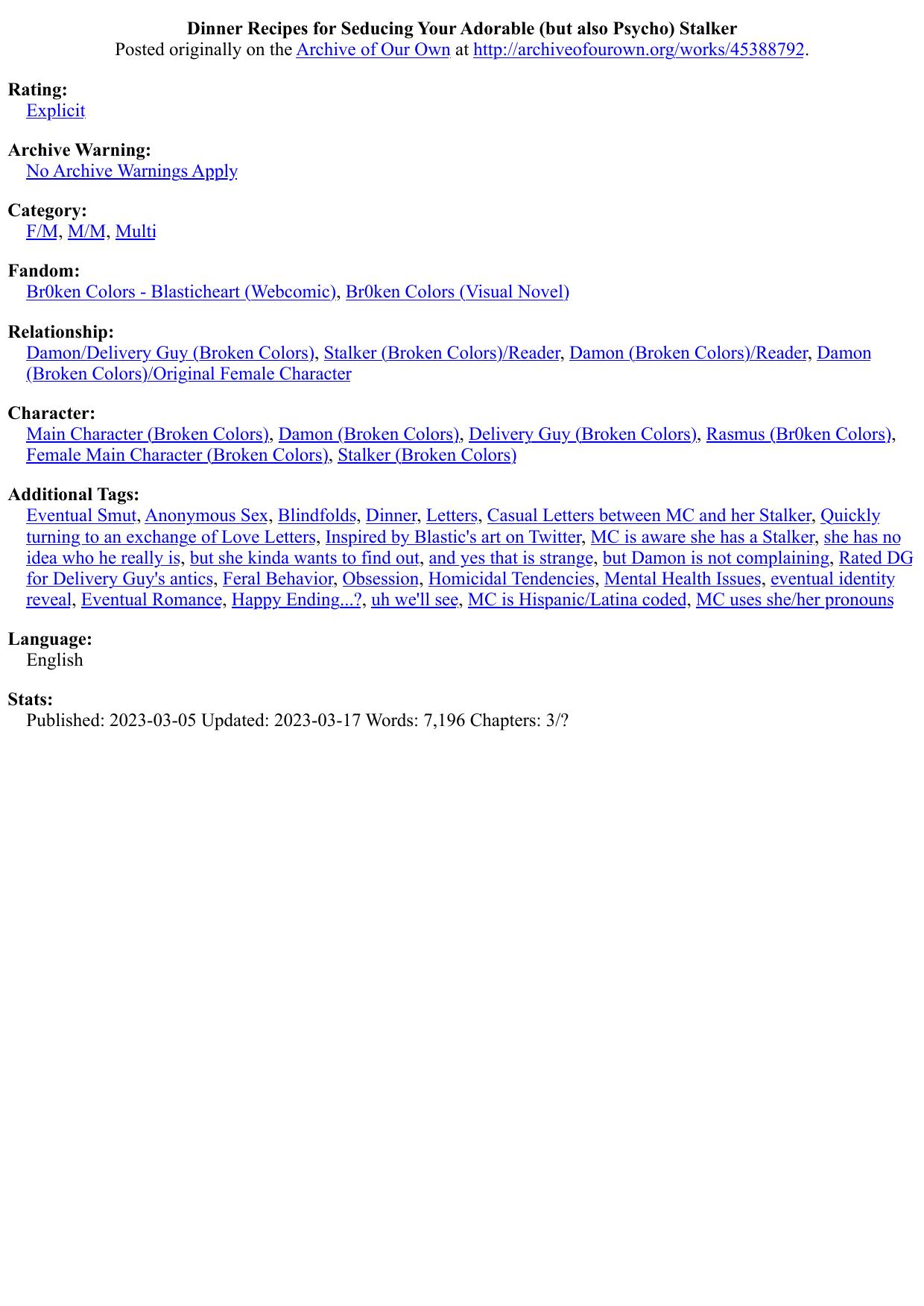 Dinner Recipes for Seducing Your Adorable (but also Psycho) Stalker