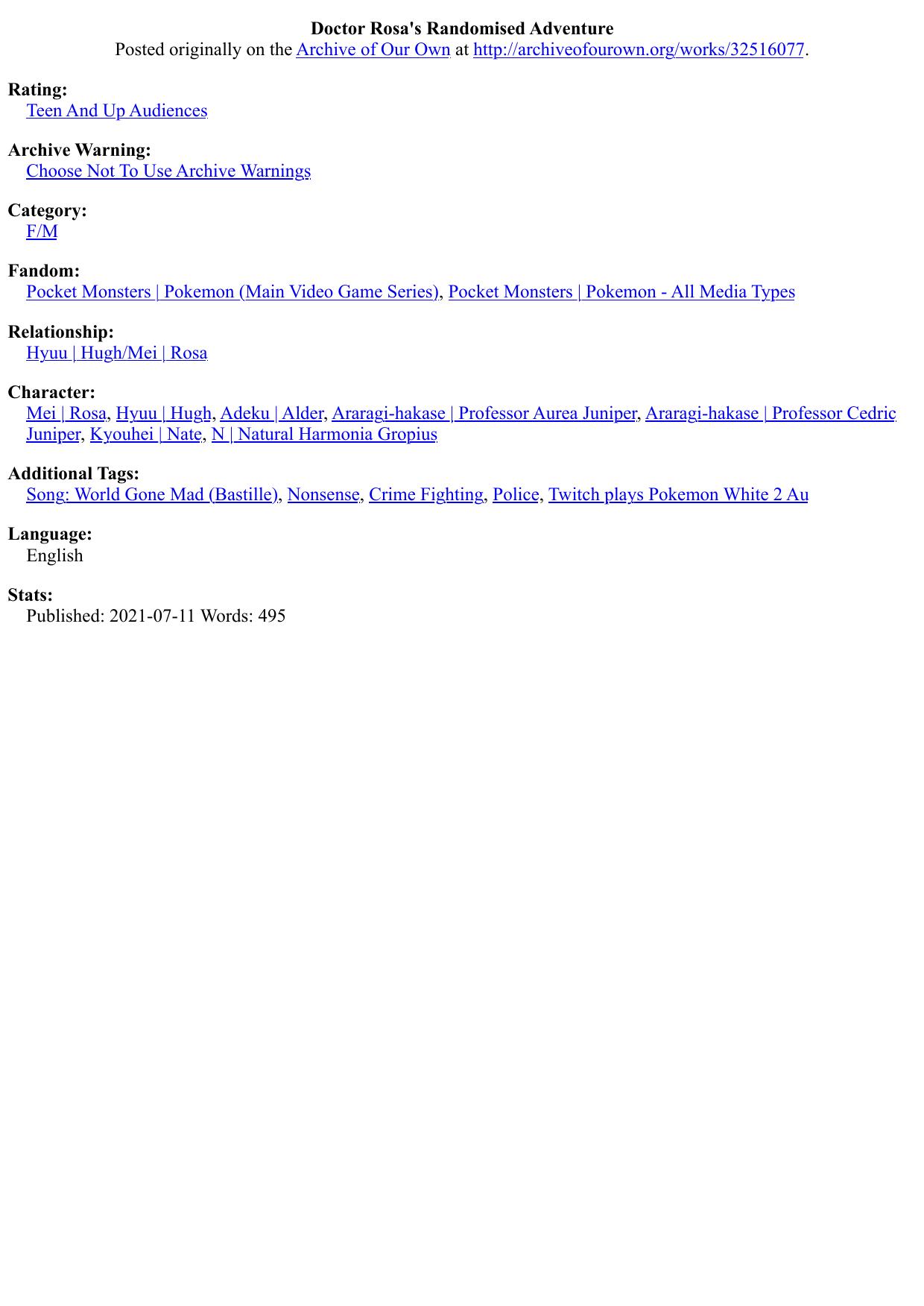 Doctor Rosa's Randomised Adventure