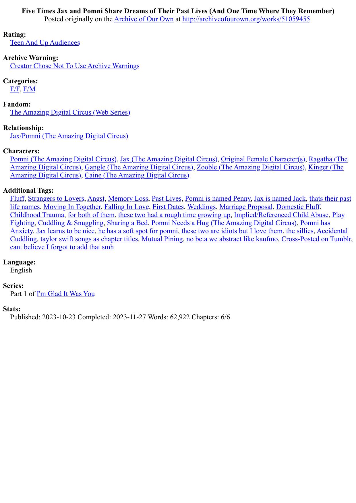 Five Times Jax and Pomni Share Dreams of Their Past Lives (And One Time Where They Remember)