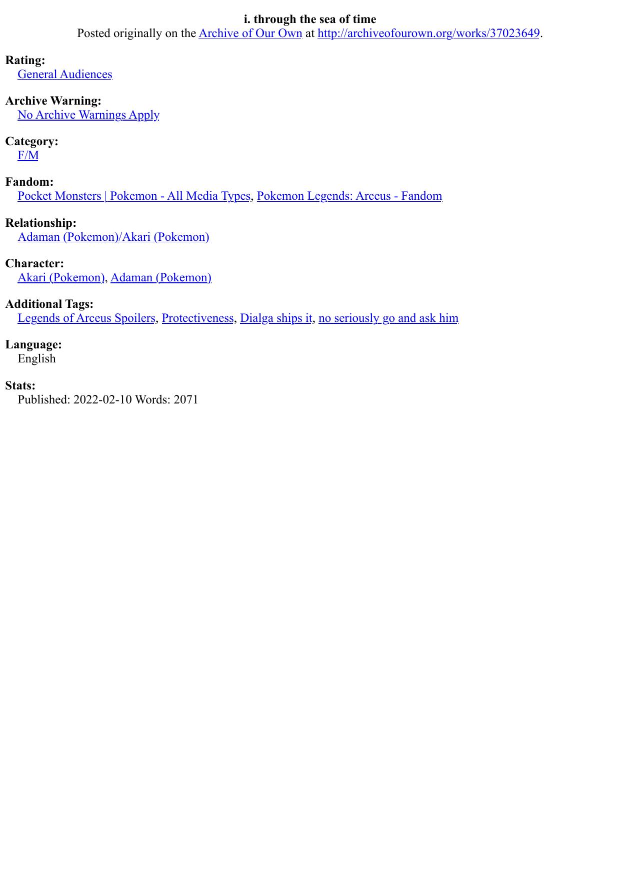 i. through the sea of time