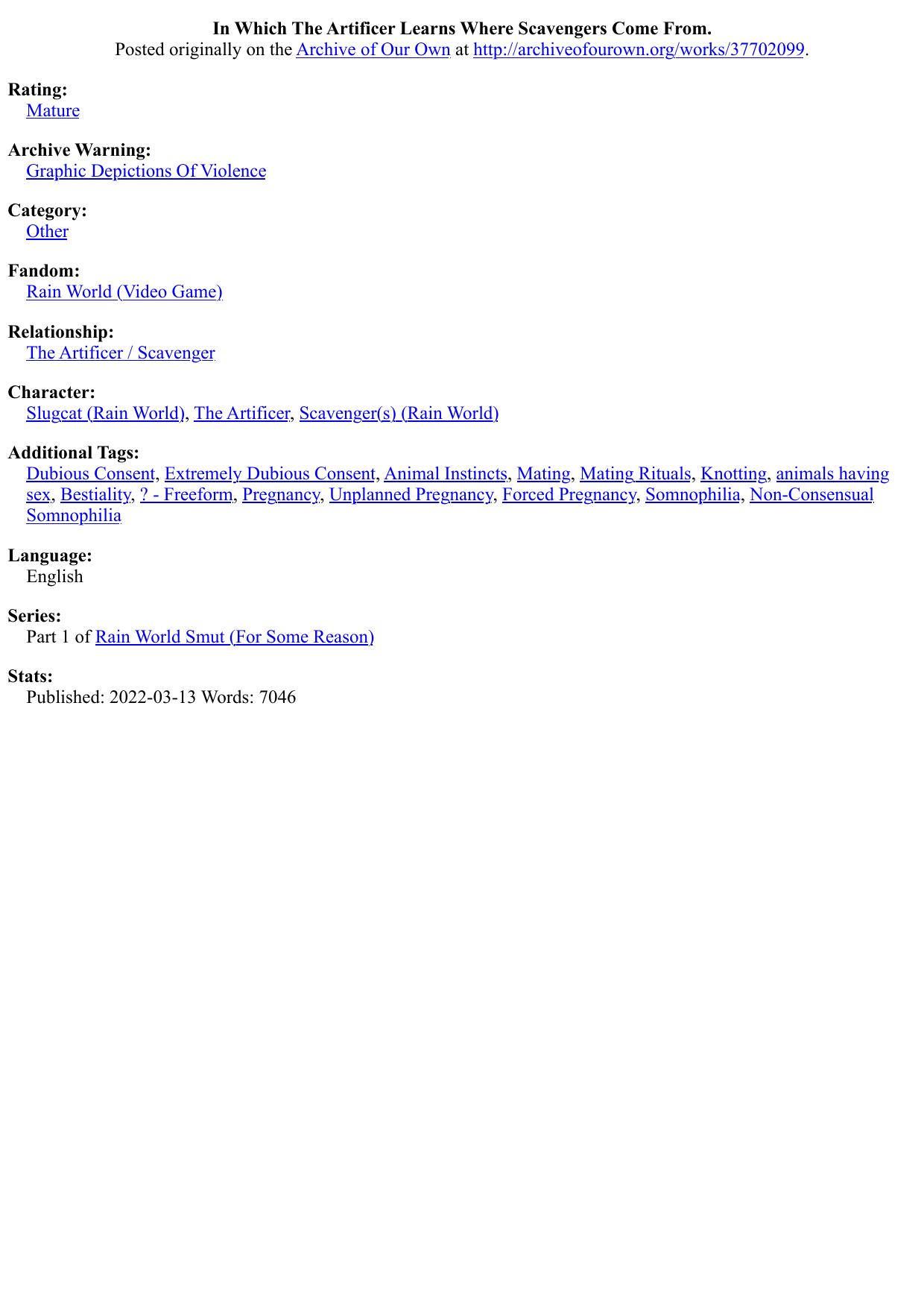 In Which The Artificer Learns Where Scavengers Come From.