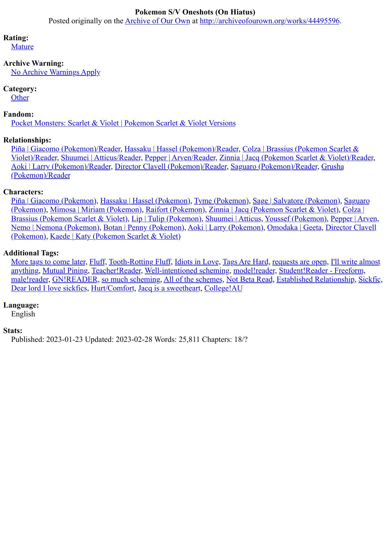 Pokemon S/V Oneshots (On Hiatus)