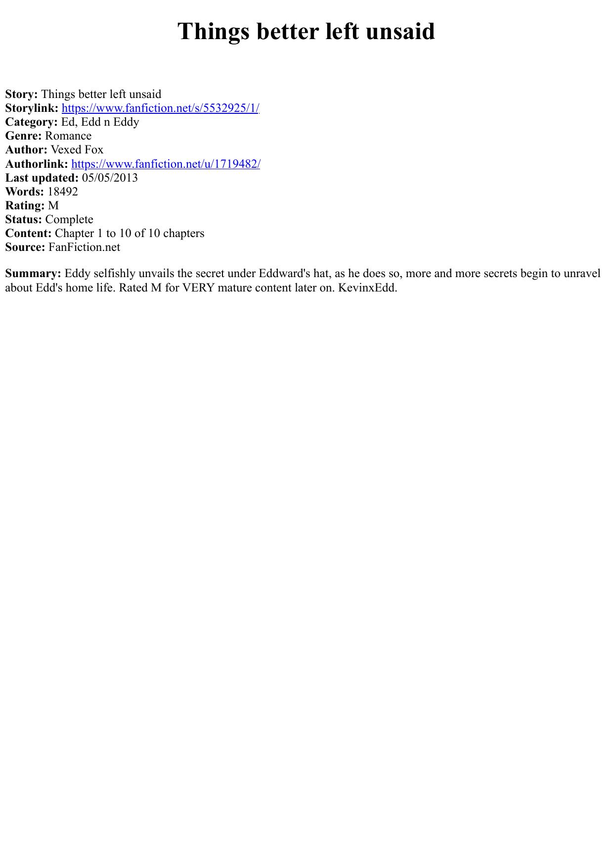 Things better left unsaid