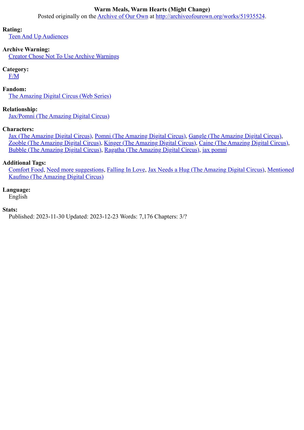 Warm Meals, Warm Hearts (Might Change)