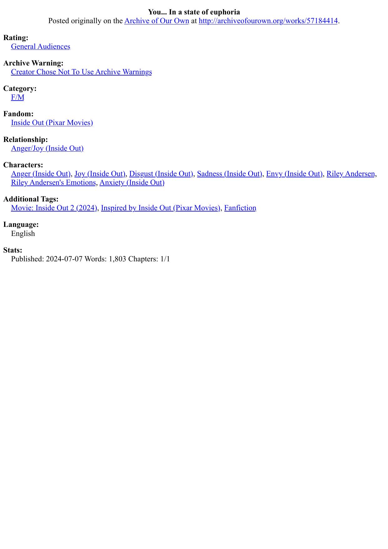 You... In a state of euphoria