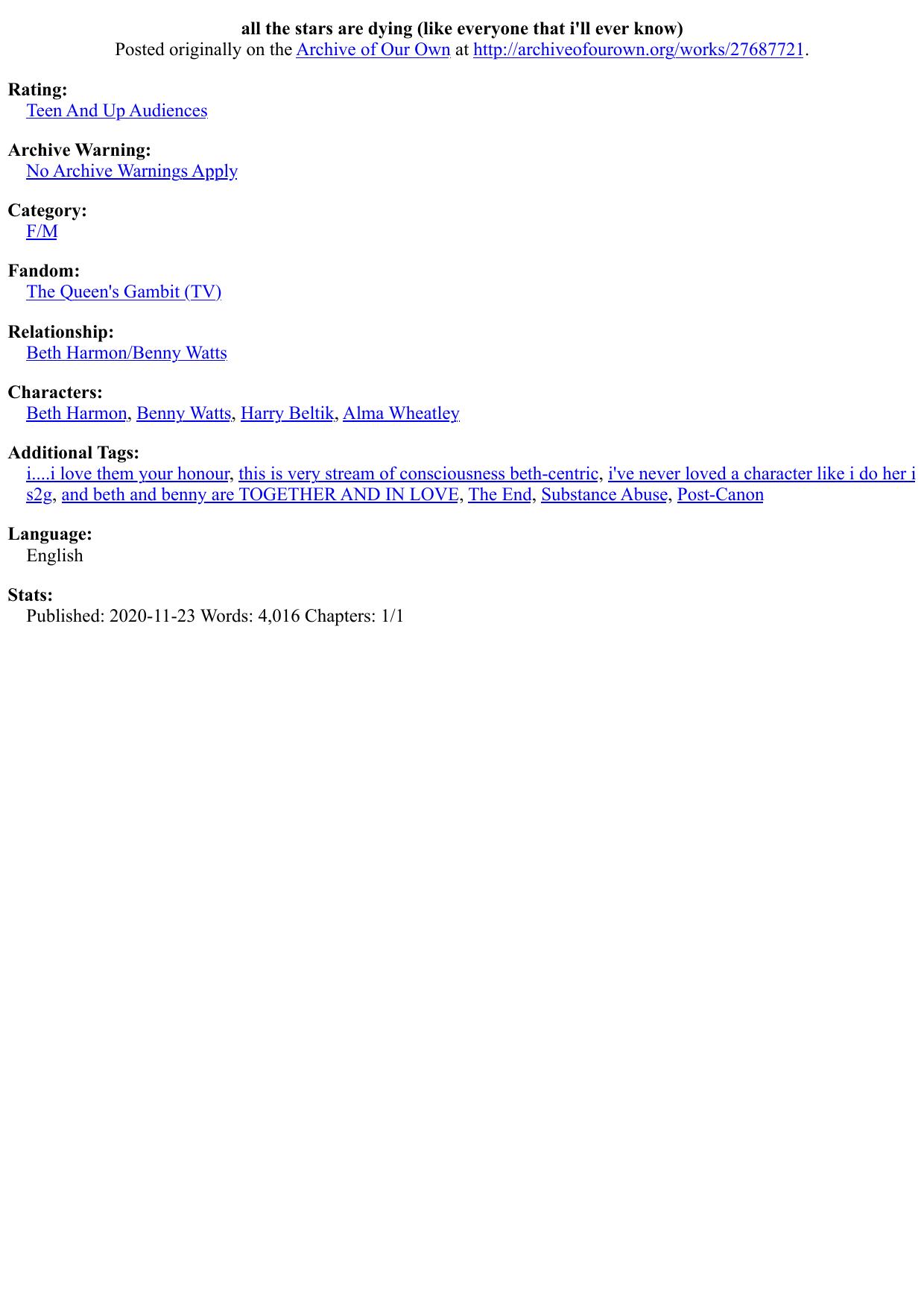 all the stars are dying (like everyone that i'll ever know)