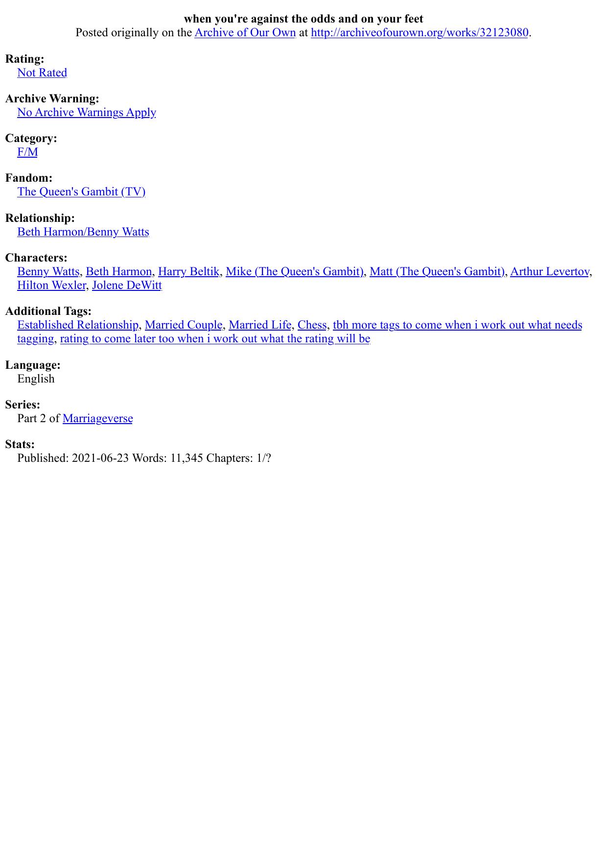 when you're against the odds and on your feet