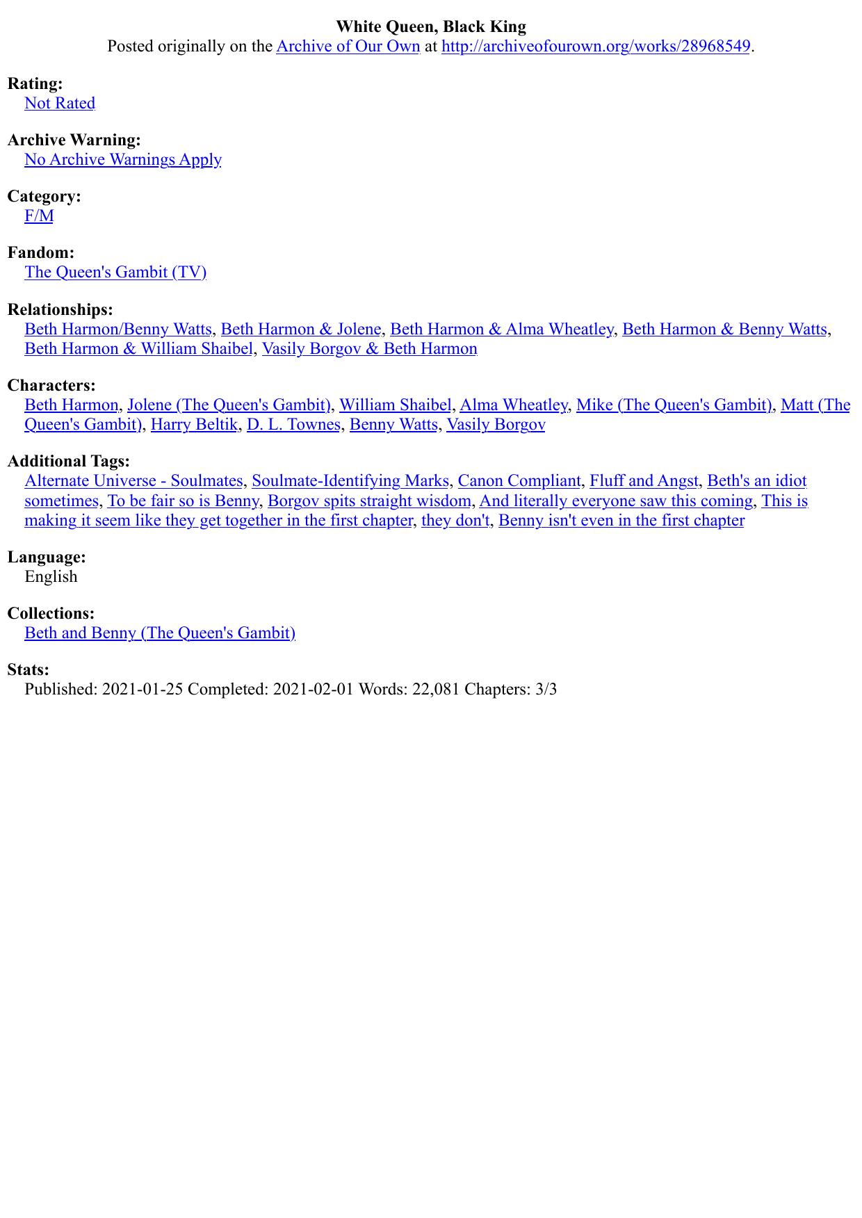 White Queen, Black King