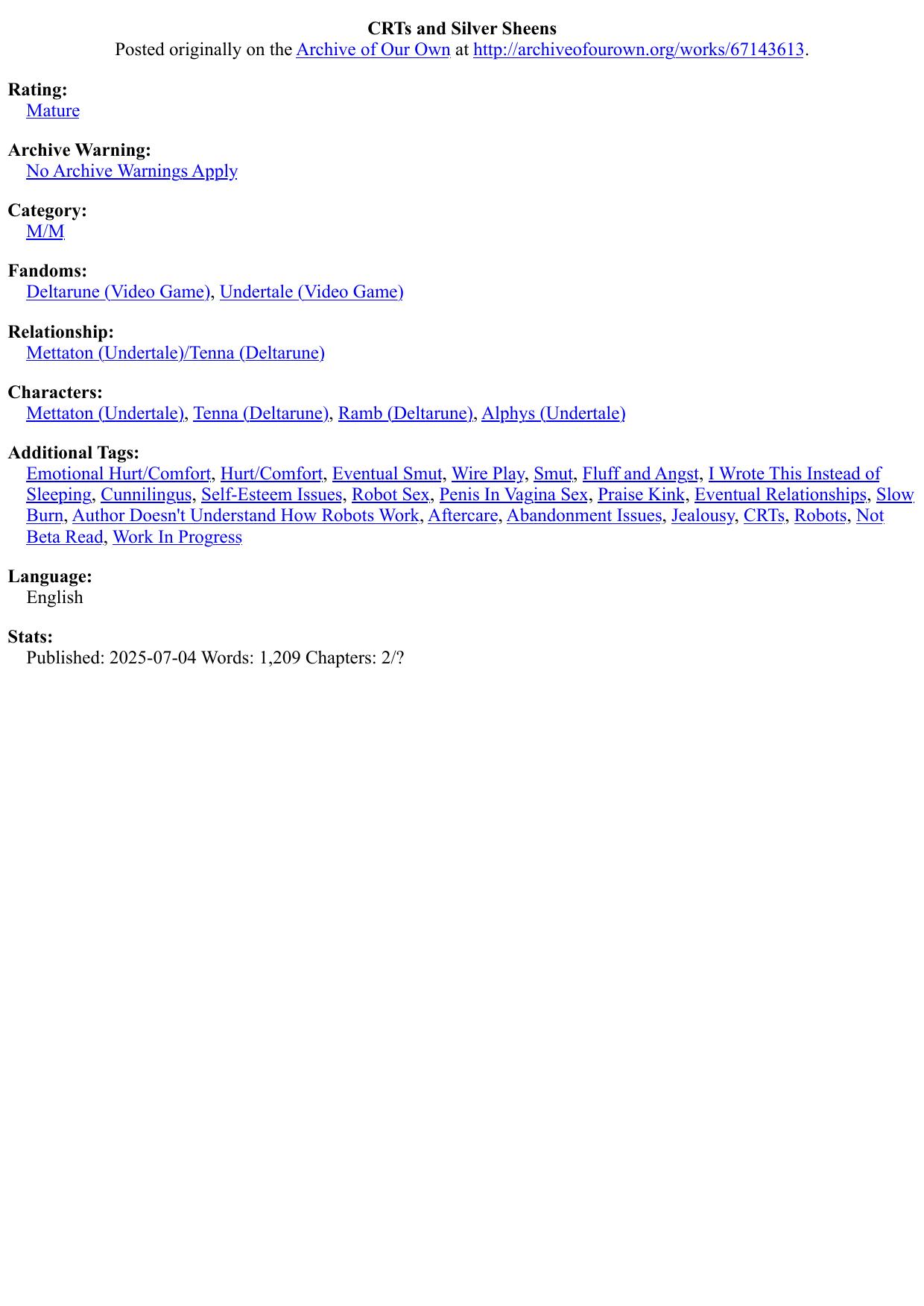 CRTs and Silver Sheens