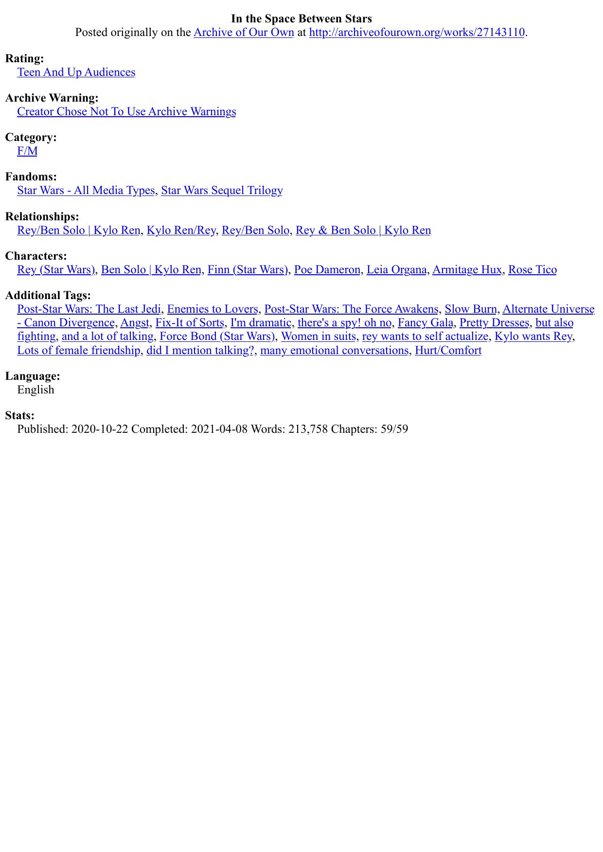 In the Space Between Stars