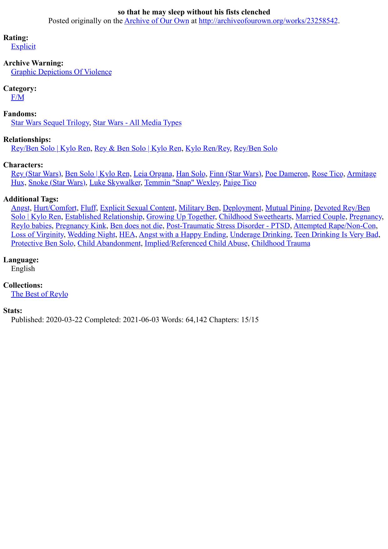 so that he may sleep without his fists clenched